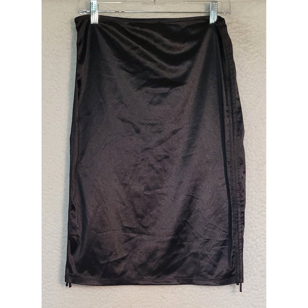 NWT New Thats So Fetch Women's Skirt‎ Size 16 Black Satin Below Knee 0818